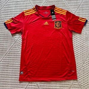 adidas Spain Soccer Jersey in Red with Yellow Trim